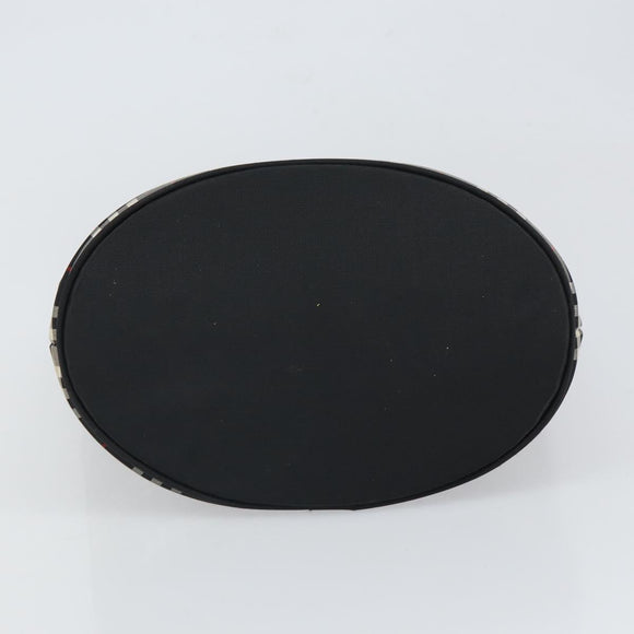 Burberrys Nova Check Blue Label Tote Bag Nylon Black Silver Auth SW2032