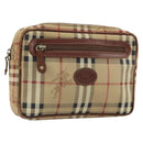 Burberrys Nova Check Clutch Bag PVC Beige Auth SW2033-1
