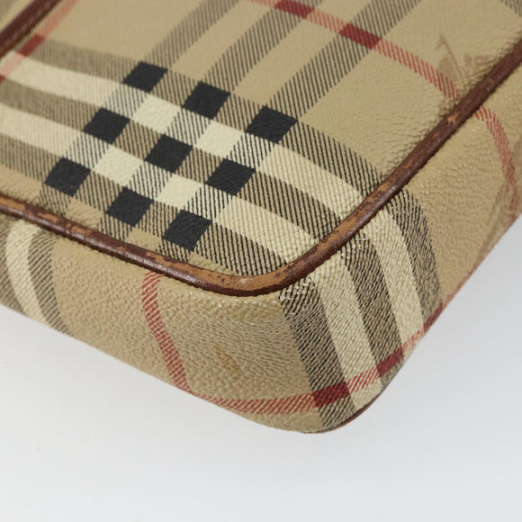 Burberrys Nova Check Clutch Bag PVC Beige Auth SW2033