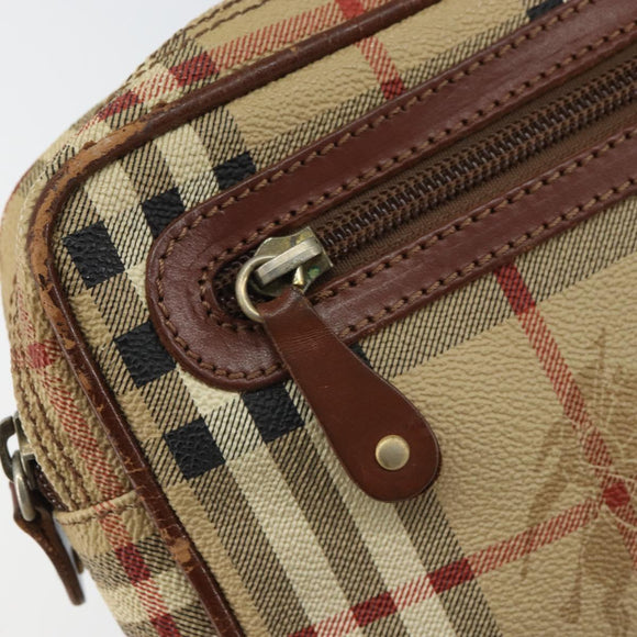 Burberrys Nova Check Clutch Bag PVC Beige Auth SW2033