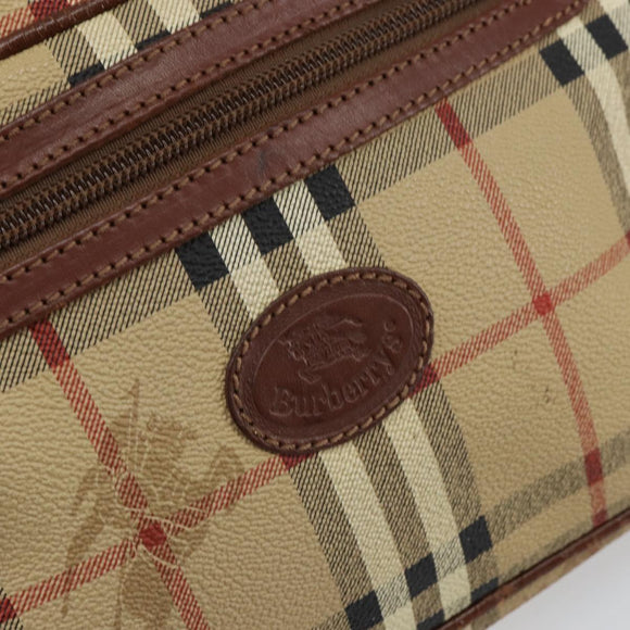 Burberrys Nova Check Clutch Bag PVC Beige Auth SW2033