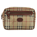 Burberrys Nova Check Clutch Bag PVC Beige Auth SW2033-2