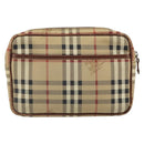 Burberrys Nova Check Clutch Bag PVC Beige Auth SW2033-3