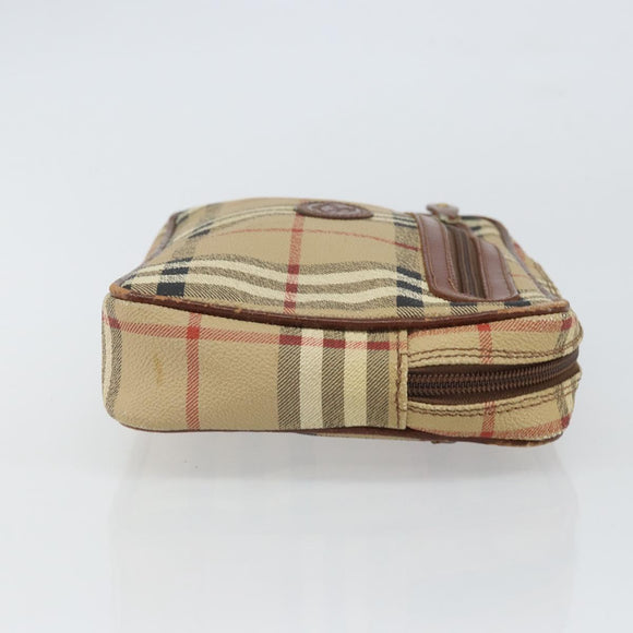 Burberrys Nova Check Clutch Bag PVC Beige Auth SW2033