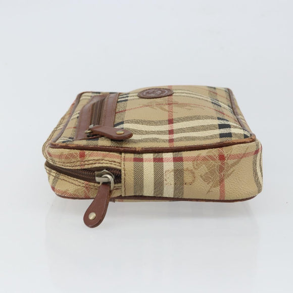 Burberrys Nova Check Clutch Bag PVC Beige Auth SW2033