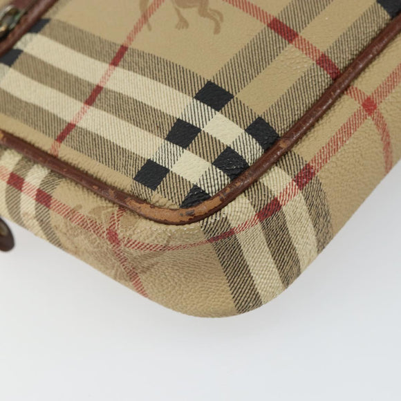 Burberrys Nova Check Clutch Bag PVC Beige Auth SW2033