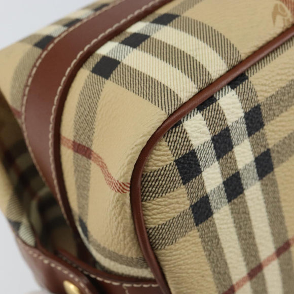 Burberrys Nova Check Clutch Bag PVC Beige Gold Auth SW2034