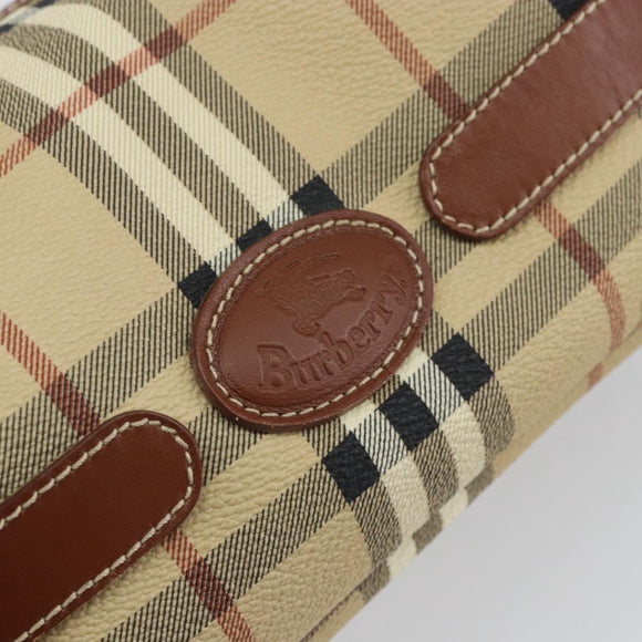 Burberrys Nova Check Clutch Bag PVC Beige Gold Auth SW2034