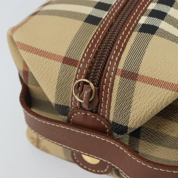 Burberrys Nova Check Clutch Bag PVC Beige Gold Auth SW2034