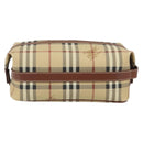 Burberrys Nova Check Clutch Bag PVC Beige Gold Auth SW2034-2