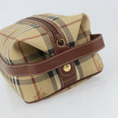 Burberrys Nova Check Clutch Bag PVC Beige Gold Auth SW2034-7