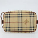 Burberrys Nova Check Clutch Bag PVC Beige Gold Auth SW2034-5