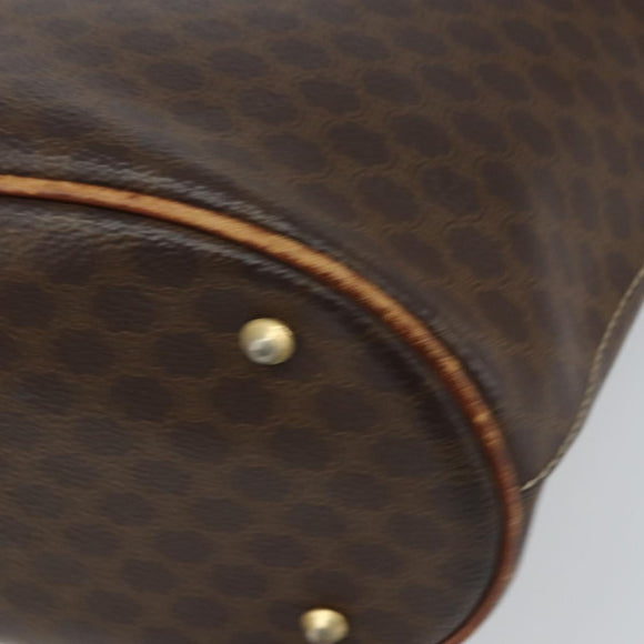 CELINE Macadam Canvas Tote Bag PVC Leather Brown Gold Auth SW2035