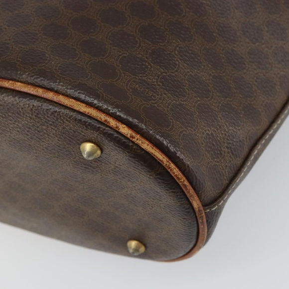 CELINE Macadam Canvas Tote Bag PVC Leather Brown Gold Auth SW2035