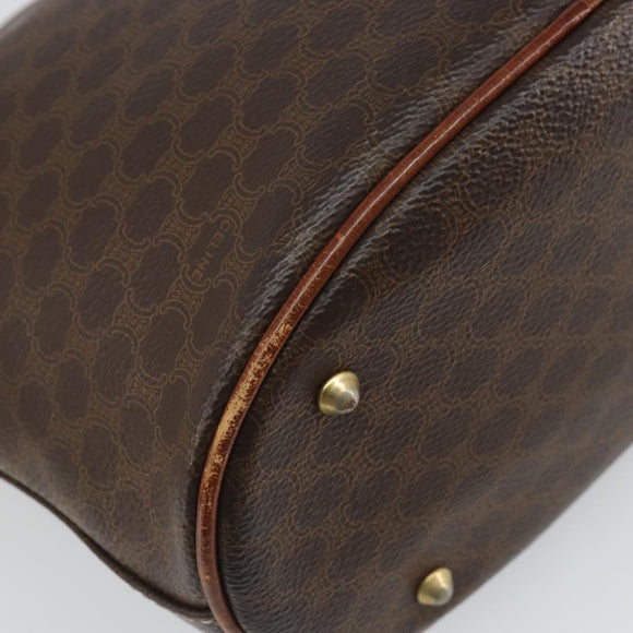CELINE Macadam Canvas Tote Bag PVC Leather Brown Gold Auth SW2035