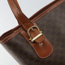 CELINE Macadam Canvas Tote Bag PVC Leather Brown Gold Auth SW2035-14