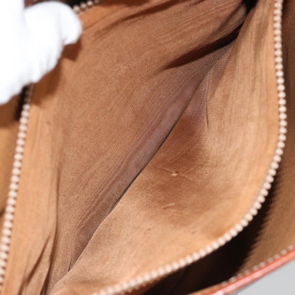 CELINE Macadam Canvas Tote Bag PVC Leather Brown Gold Auth SW2035