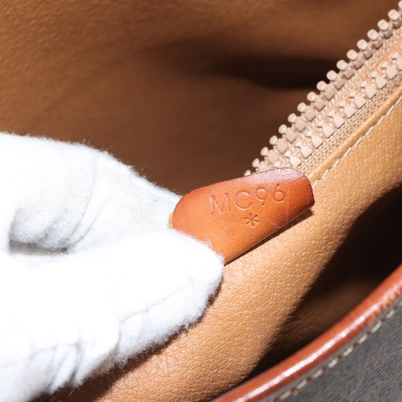 CELINE Macadam Canvas Tote Bag PVC Leather Brown Gold Auth SW2035