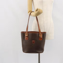 CELINE Macadam Canvas Tote Bag PVC Leather Brown Gold Auth SW2035-23