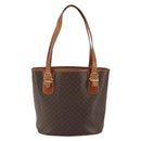 CELINE Macadam Canvas Tote Bag PVC Leather Brown Gold Auth SW2035-3