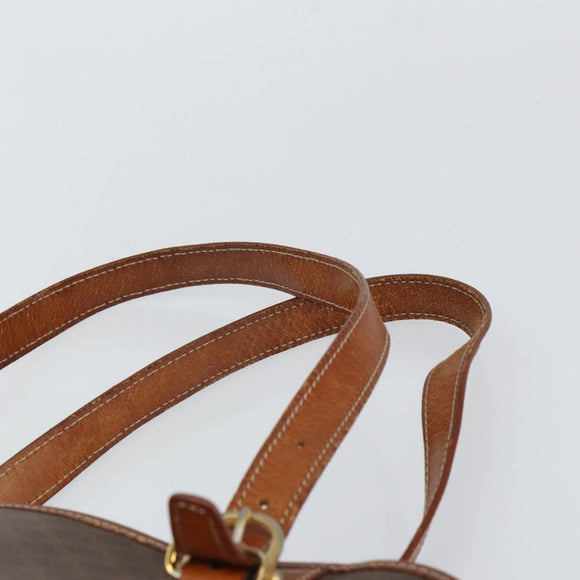 CELINE Macadam Canvas Tote Bag PVC Leather Brown Gold Auth SW2035