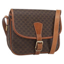CELINE Macadam Canvas Shoulder Bag PVC Leather Brown Gold Auth SW2036-1