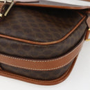 CELINE Macadam Canvas Shoulder Bag PVC Leather Brown Gold Auth SW2036-9