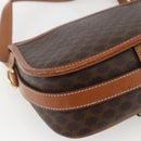 CELINE Macadam Canvas Shoulder Bag PVC Leather Brown Gold Auth SW2036-16