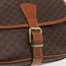 CELINE Macadam Canvas Shoulder Bag PVC Leather Brown Gold Auth SW2036-17