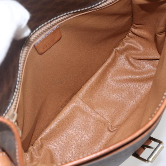 CELINE Macadam Canvas Shoulder Bag PVC Leather Brown Gold Auth SW2036
