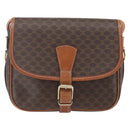 CELINE Macadam Canvas Shoulder Bag PVC Leather Brown Gold Auth SW2036-13