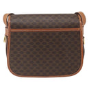 CELINE Macadam Canvas Shoulder Bag PVC Leather Brown Gold Auth SW2036-2