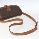 CELINE Macadam Canvas Shoulder Bag PVC Leather Brown Gold Auth SW2036-7