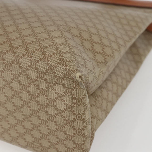 CELINE Macadam Canvas Tote Bag PVC Beige Gold Auth SW2038