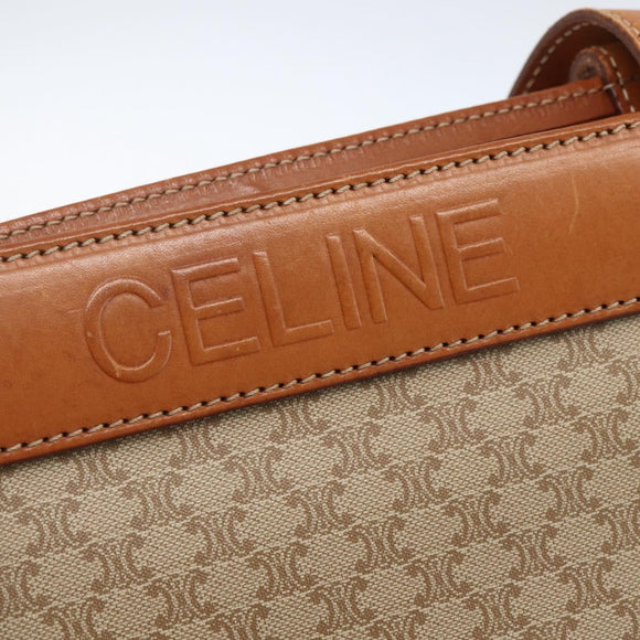 CELINE Macadam Canvas Tote Bag PVC Beige Gold Auth SW2038
