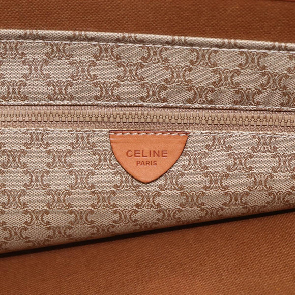 CELINE Macadam Canvas Tote Bag PVC Beige Gold Auth SW2038