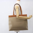 CELINE Macadam Canvas Tote Bag PVC Beige Gold Auth SW2038-22