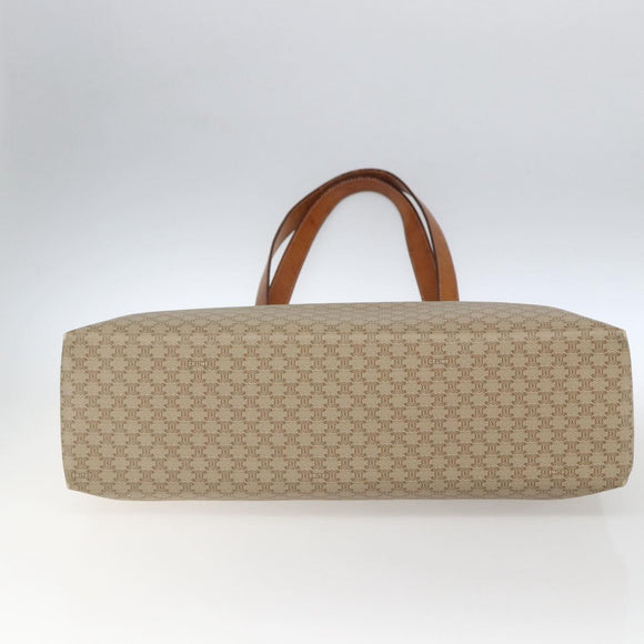 CELINE Macadam Canvas Tote Bag PVC Beige Gold Auth SW2038