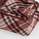 BURBERRY Nova Check Blue Label Shoulder Bag Nylon Red Silver Auth SW2039-10