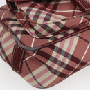 BURBERRY Nova Check Blue Label Shoulder Bag Nylon Red Silver Auth SW2039-11