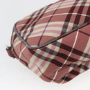 BURBERRY Nova Check Blue Label Shoulder Bag Nylon Red Silver Auth SW2039-13