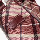 BURBERRY Nova Check Blue Label Shoulder Bag Nylon Red Silver Auth SW2039-14