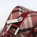 BURBERRY Nova Check Blue Label Shoulder Bag Nylon Red Silver Auth SW2039-15