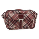 BURBERRY Nova Check Blue Label Shoulder Bag Nylon Red Silver Auth SW2039-2