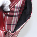 BURBERRY Nova Check Blue Label Shoulder Bag Nylon Red Silver Auth SW2039-22