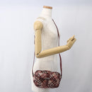 BURBERRY Nova Check Blue Label Shoulder Bag Nylon Red Silver Auth SW2039-23