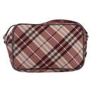BURBERRY Nova Check Blue Label Shoulder Bag Nylon Red Silver Auth SW2039-3
