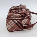 BURBERRY Nova Check Blue Label Shoulder Bag Nylon Red Silver Auth SW2039-5