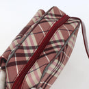 BURBERRY Nova Check Blue Label Shoulder Bag Nylon Red Silver Auth SW2039-6