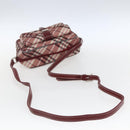 BURBERRY Nova Check Blue Label Shoulder Bag Nylon Red Silver Auth SW2039-7
